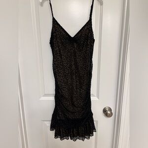 Black Mesh Cheetah Slip Dress